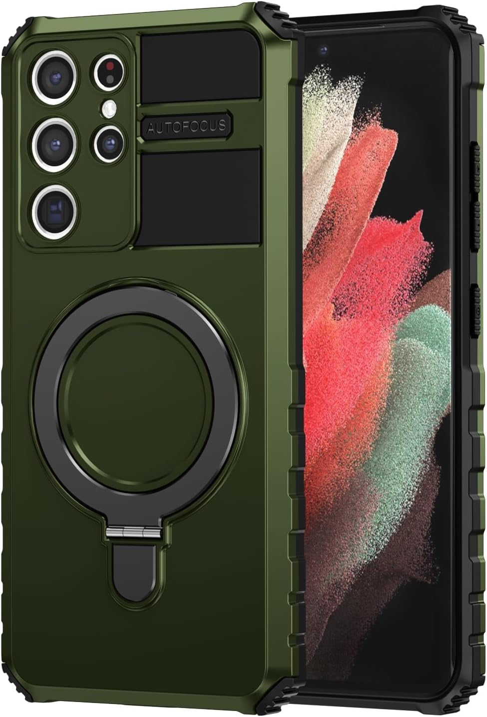 THMEIRA Samsung Galaxy S22 Ultra Magnetic Case [Compatible with Magsafe] Samsung Galaxy S22 Ultra Case with Ring Kickstand, Military Grade Heavy Duty Case for Samsung S22 Ultra, Green  THMEIRA Green Samsung S21 Ultra 