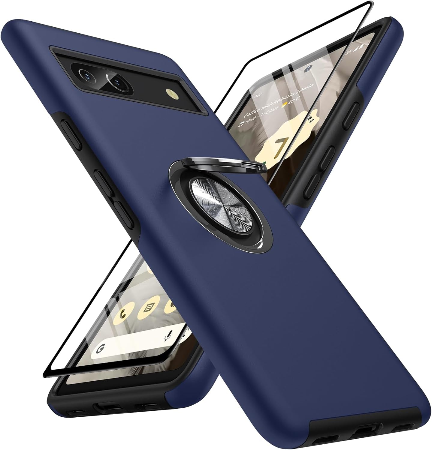 AOUIA Case for Pixel 7A 6.1 Inch, with 1Pcs Tempered Glass Screen Protector, [TPU+PC] Shockproof Protection Dual Layer Case for Google Pixel 7A, Purple  AOUIA Blue  