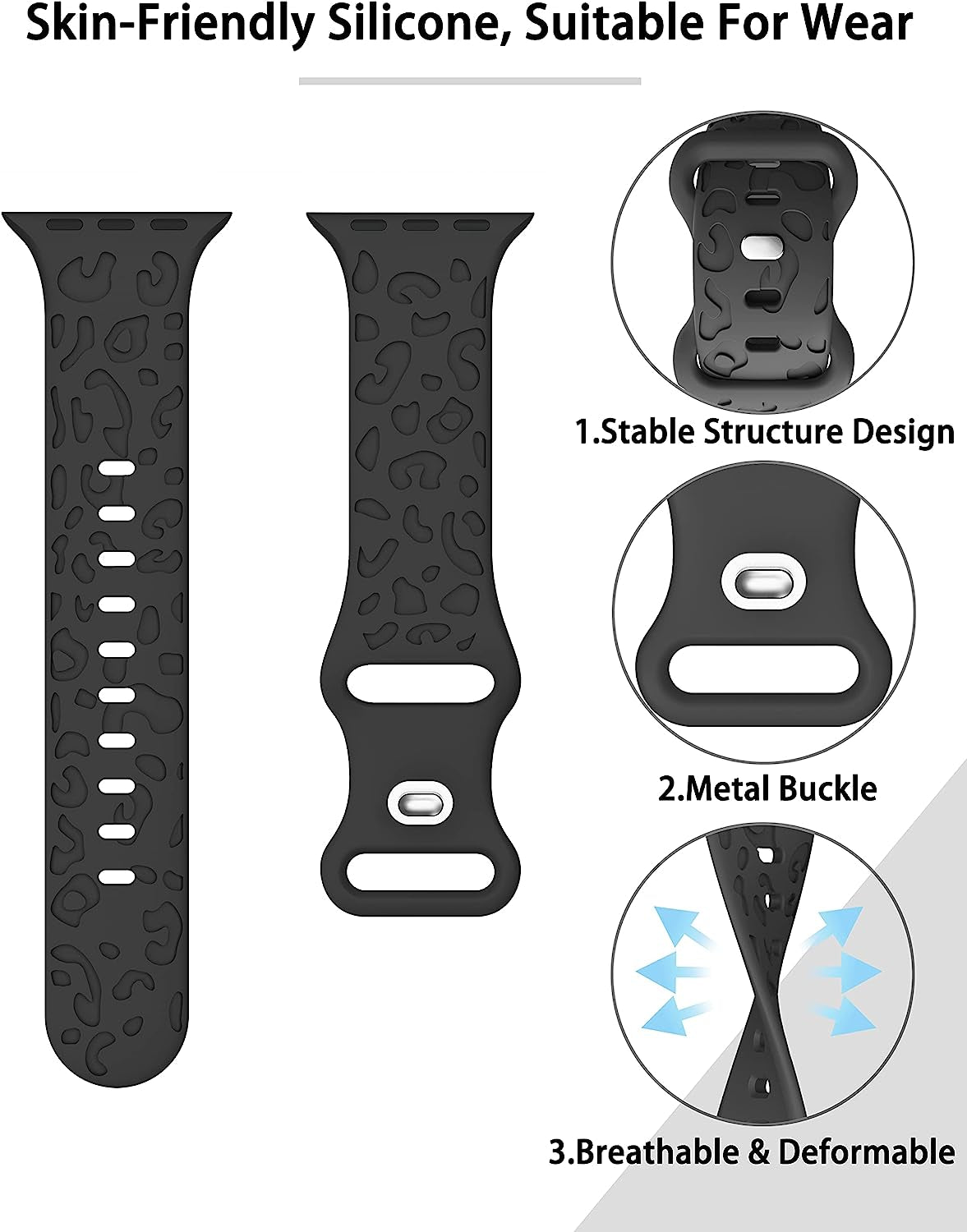 Kingofkings Leopard Engraved Band Compatible with Apple Watch Band 38Mm 41Mm 40Mm 44Mm 45Mm 49Mm 42Mm Women Men, Comfortable Cheetah Silicone Sport Bands for Iwatch Series 8 7 6 5 4 3 2 1 SE Ultra  KingofKings   