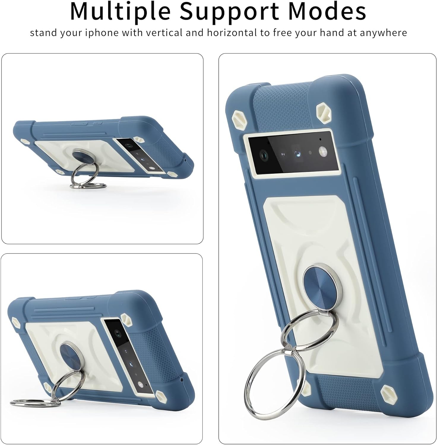 MARKILL Compatible with Google Pixel 6 Pro Case with 360°Rotate Ring Stand, 【Without Screen Protector】 Heavy-Duty Military Grade Shockproof Phone Cover for Google Pixel 6 Pro 6.7 Inch (Blue)  MARKILL   