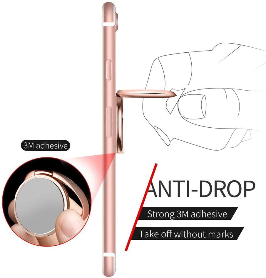 2 Pack Phone Ring Holder Finger Kickstand Universal 360° Rotation Metal Ring Grip for Magnetic Car Mount Compatible with All Smartphone(Grey&Rose)  Elecphone   