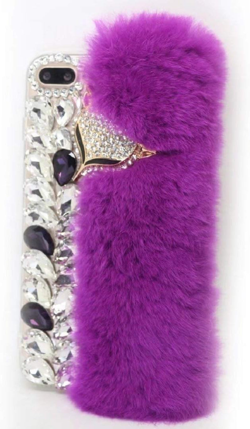 Case for LG G8 Thinq, 3D Handmade Luxury Fox Head Fluffy Rabbit Fur Sparkle Stunning Stones Crystal Rhinestone Bling Diamond Glitter Case for LG G8 Thinq (Q03)  RB-CASE Q07 Lg G8 Thinq 