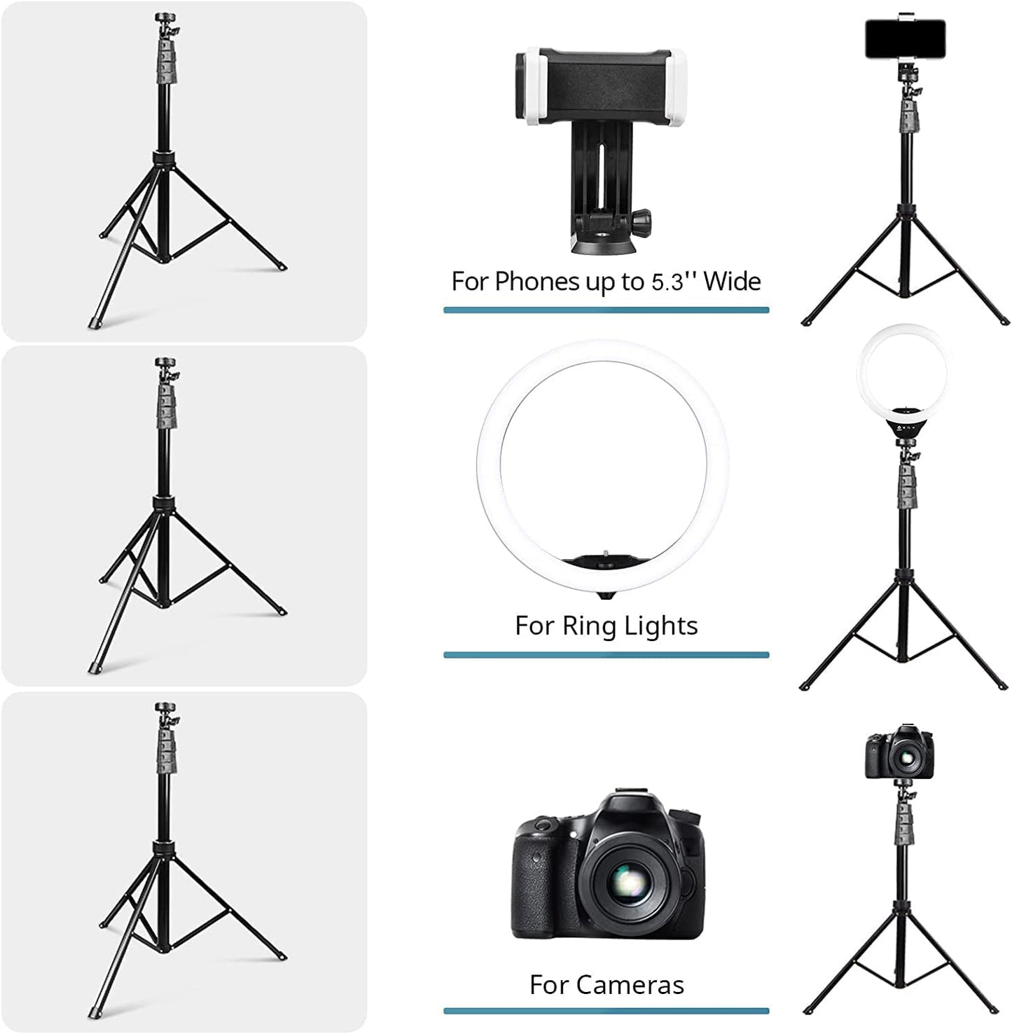 Eicaus 12" Ring Light with Tripod Stand and Phone Holder,Selfie LED Lighting with 62" Phone and Stand,Circle Ringlight for Photography,Tik Tok and Youtube,Compatible with Iphone, Android and Cameras  Eicaus   
