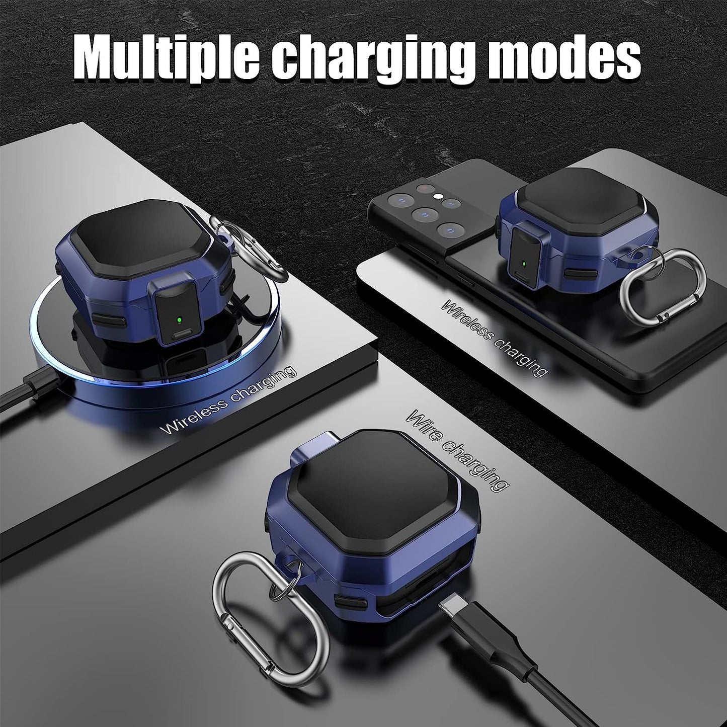 Lechivée for Samsung Galaxy Buds2 Pro Case Buds Pro Case Buds 2 Case Galaxy Buds Live Case with Security Lock Heavy Duty Shockproof Protective Case Cover with Carabiner for Samsung Earbuds Case  leChivée US   