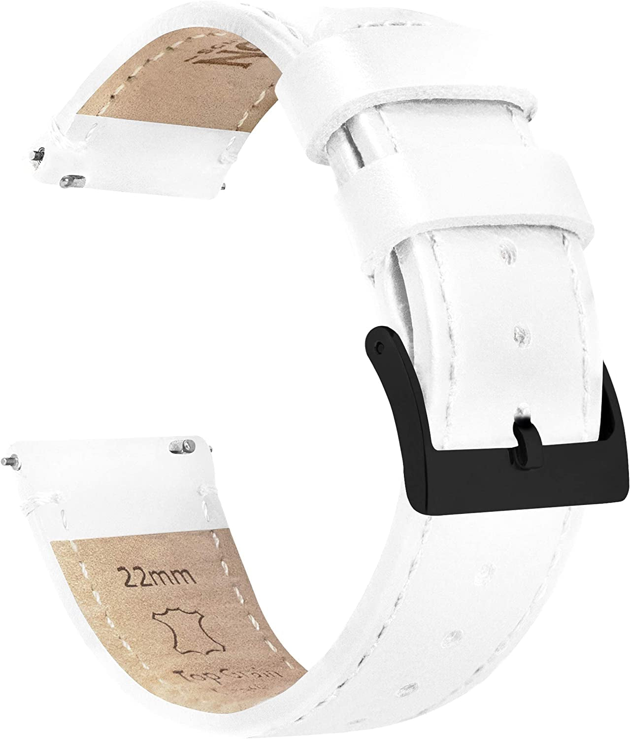 BARTON Top Grain Leather Watch Bands Compatible with All Apple Watch Models - Series 8, 7, 6, 5, 4, 3, 2, 1, SE & Ultra - Size 38Mm, 40Mm, 41Mm, 42Mm, 44Mm, 45Mm or 49Mm  Barton Watch Bands White Leather / White Stitching 22mm 