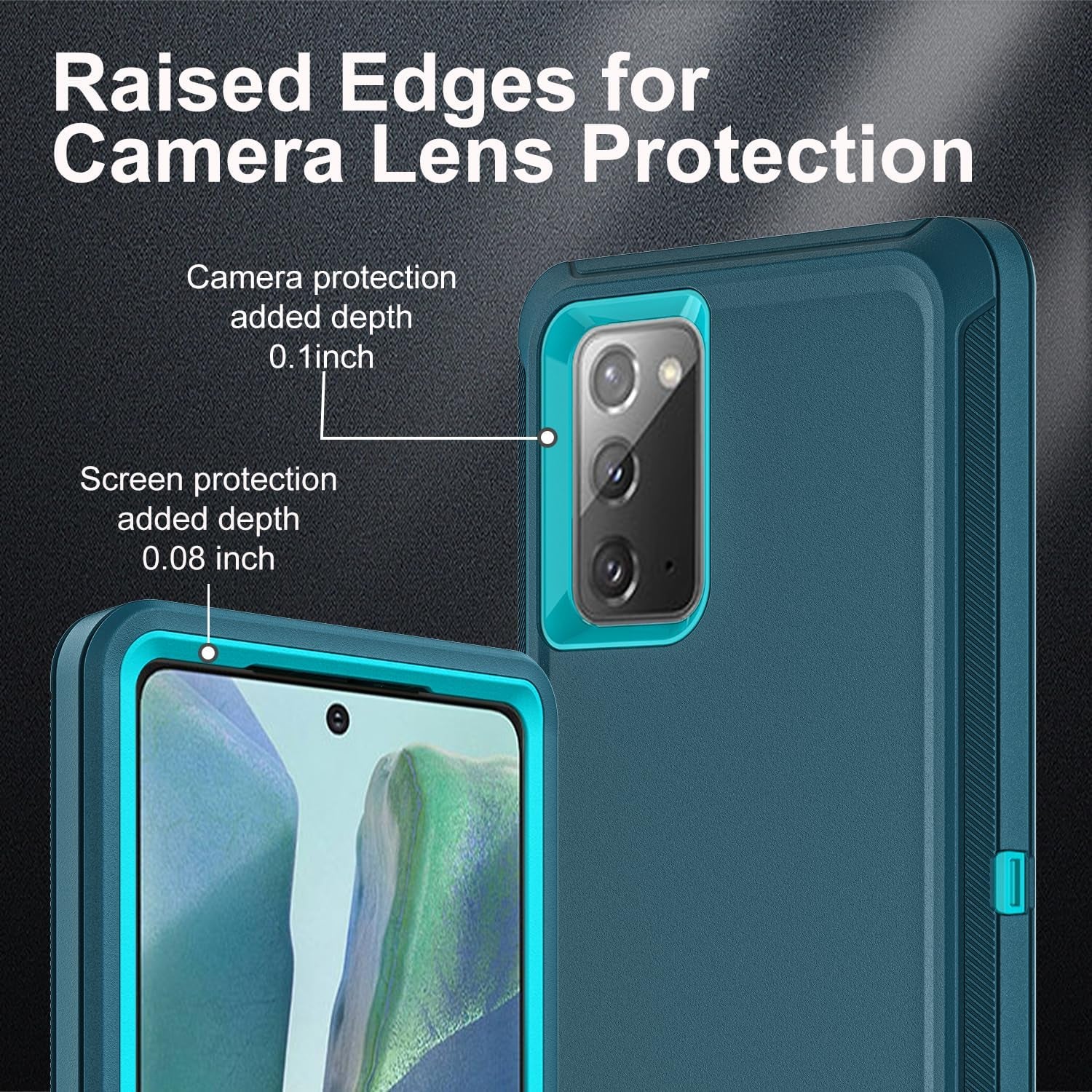 YKHJKLEC for Samsung Galaxy Note 20 Case, Military Grade Shockproof/Drop Proof/Dust Proof Case with 2Pcs Self Healing Flexible TPU Screen Protector & Camera Lens Protector (Blue/Turquoise)  YKHJKLEC   
