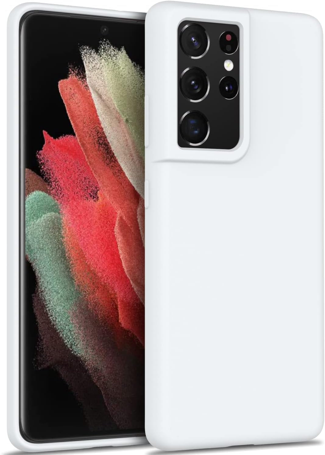 DEENAKIN for Samsung Galaxy S21 Ultra Case Silicone,Silky Smooth Flexible Gel Rubber Bumper Cover with Soft Microfiber Lining Slim Fit Protective Phone Case for Samsung Galaxy S21 Ultra Bright Yellow  DEENAKIN White Samsung Galaxy S21 Ultra 