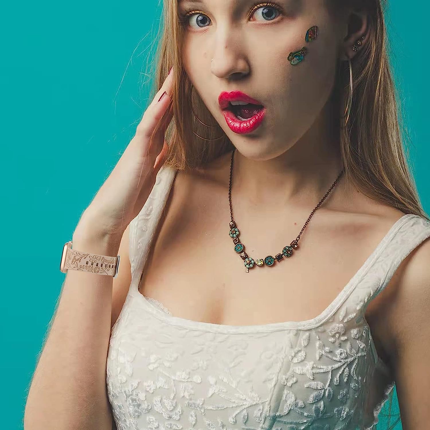 2 Pack Flower Engraved Sport Strap Compatible with Apple Watch Bands 38Mm 40Mm 41Mm, Women Floral Laser Soft Silicone Wristband Replacement Iwatch Series 8 7 6 5 4 3 2 1 SE  TERKOWQI   