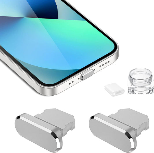 [2 Pack] anti Dust Plugs for Iphone 14 13 Pro Max 8 Pin Charging Port Plug Iphone SE 2020 Anti-Dust Pluggy with Easy Storage Case Iphone Xs Charge Port Plug for Apple Iphone 11 12 Pro XR XS Silver  iMangoo   