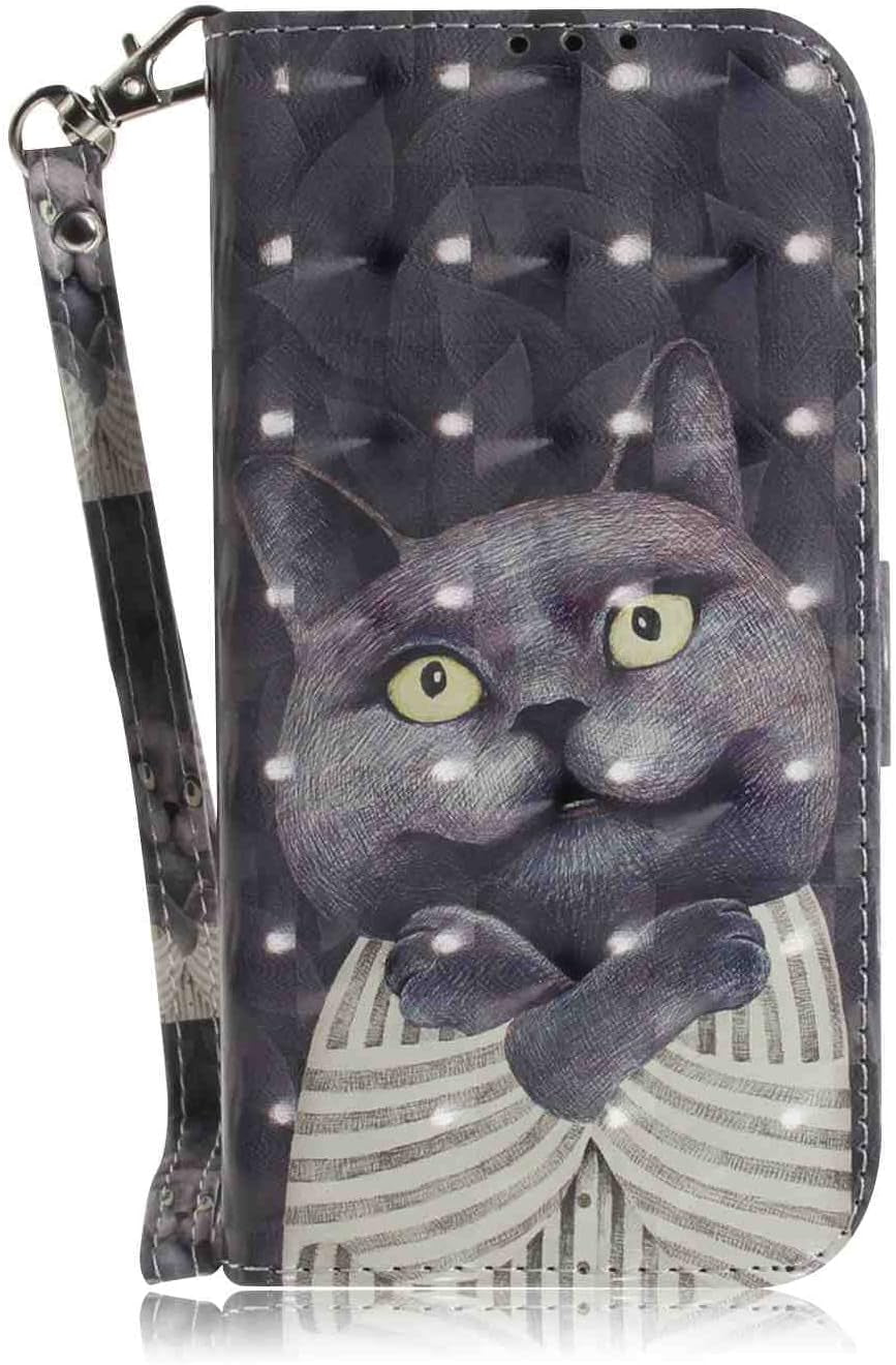 Mojiery Phone Cover Wallet Folio Case for LG V40 THINQ, Premium PU Leather Slim Fit Cover, 2 Card Slots, Fitting Cover, Cute Cat  MojieRy Embracing Cat Lg K50 