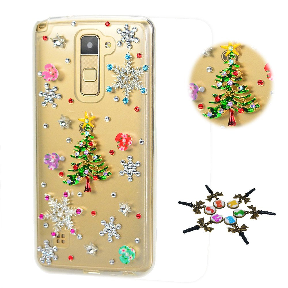STENES Bling Case Compatible with LG G8 Thinq - STYLISH - 3D Handmade Crystal Dolphin Starfish Shell Design Protective Cover Compatible with LG G8 Thinq -  STENES Christmas Tree Snow Flowers / Green Design For Lg G8 Thinq 