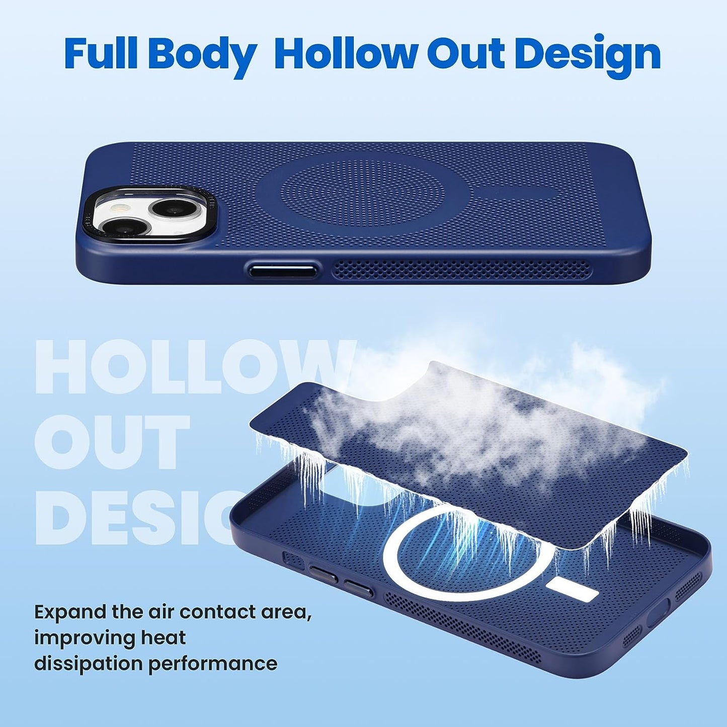 ZCDAYE for Iphone 13 Magnetic Case, 3D Hollow Mesh Heat Dissipation Phone Case Compatible with Magsafe, Breathable Cooling Hard PC Shockproof Cover for Iphone 13(6.1 Inch, Dark Blue)  ZCDAYE   