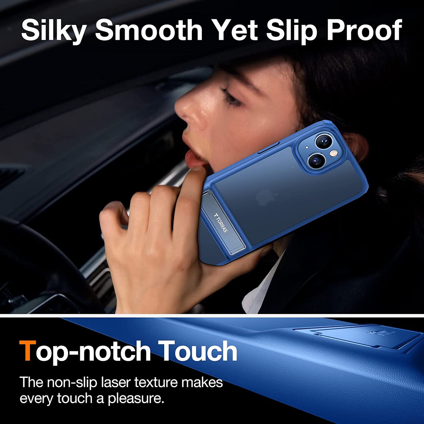 TORRAS Marsclimber Designed for Iphone 14 Case/Iphone 13 Case, [8FT Military Grade Shockproof] [3 Stand Ways] Translucent Matte Slim Phone Case for Iphone 14/ Iphone 13 with Stand, Snownight Blue  TORRAS   