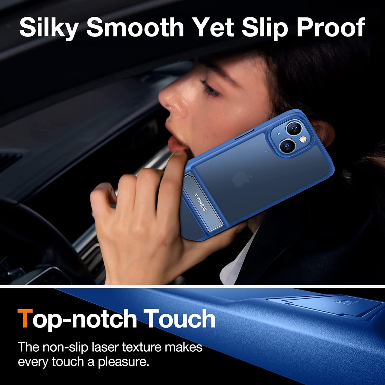 TORRAS Marsclimber Designed for Iphone 14 Case/Iphone 13 Case, [8FT Military Grade Shockproof] [3 Stand Ways] Translucent Matte Slim Phone Case for Iphone 14/ Iphone 13 with Stand, Snownight Blue  TORRAS   