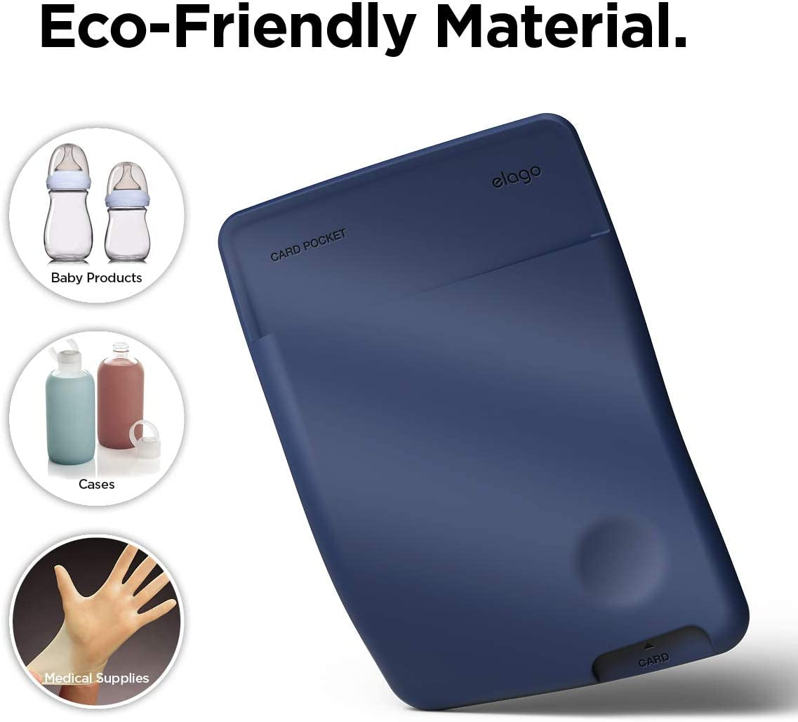 Elago Phone Card Holder - Secure Phone Wallet, Ultra Slim Card Holder for Back of Phone, 3M Adhesive ID Card for Iphone, Galaxy and Most Smartphones [Jean Indigo], NOT Compatible with MAGSAFE  elago   