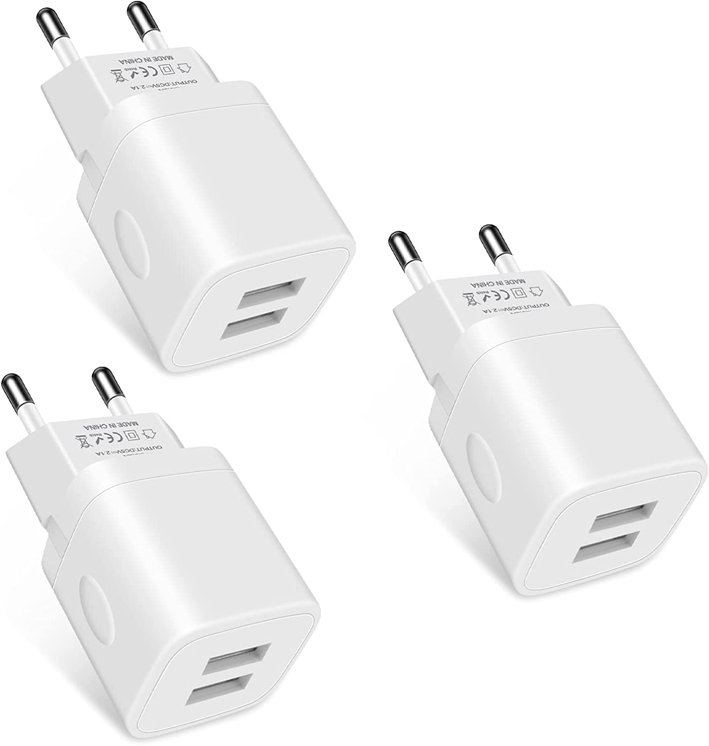 European Travel Plug Adapter Charger for Iphone Samsung Android Phone,International Power Adaptor with 2 Charger Port USB, EU Wall Charging Block Brick Plug in Europe Germany Outlets Power Strip  Shenzhen Putuo Technology Co.,Ltd   