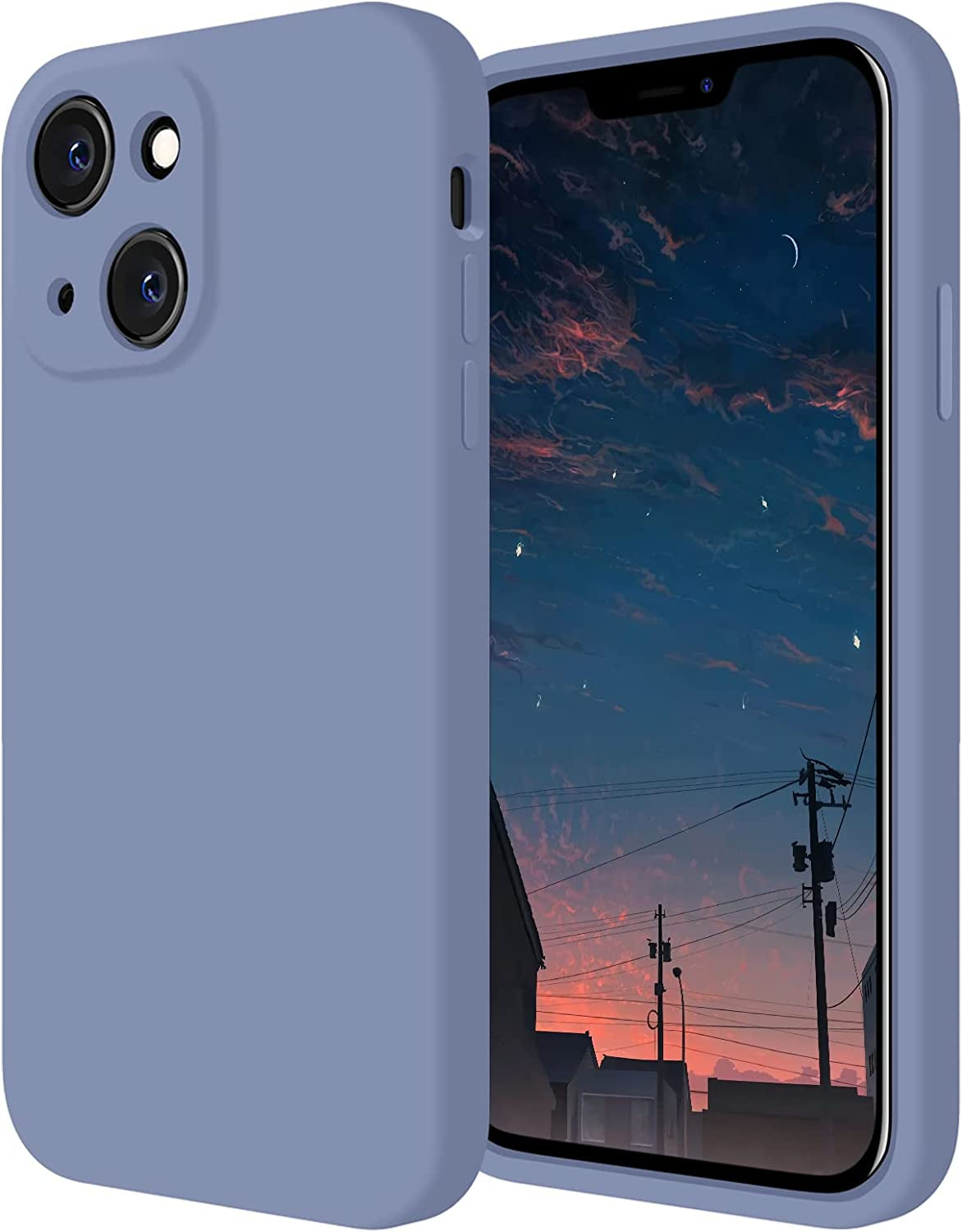 Firenova for Iphone 14 Case, Silicone Upgraded [Camera Protection] Phone Case with [2 Screen Protectors], Soft Anti-Scratch Microfiber Lining Inside, 6.1 Inch, Clove Purple  FireNova Lavender Gray  