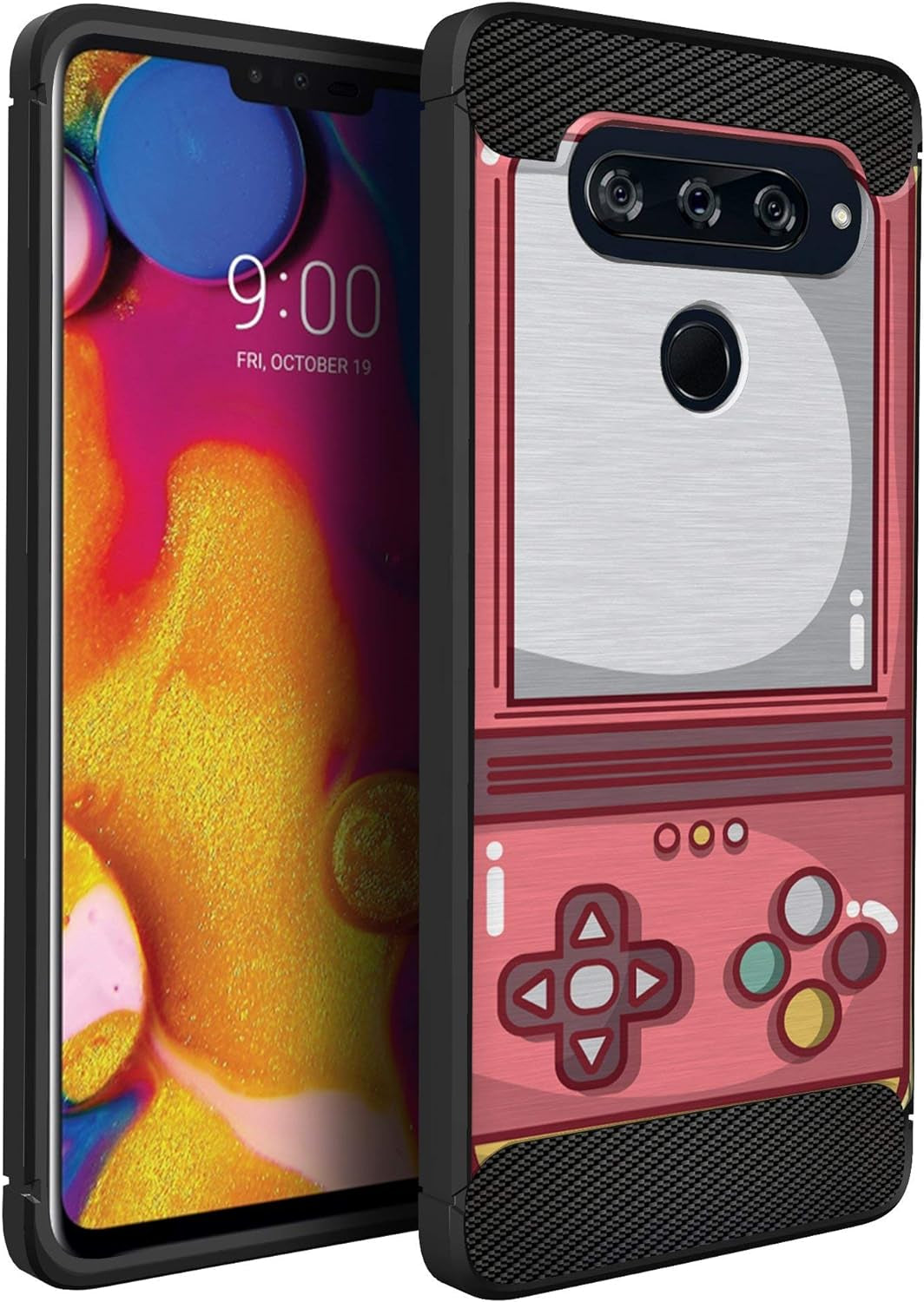 Casesondeck Case Compatible with [LG V40 Thinq] Pictorial Patterned TPU Design Case Flexible Slim and Elegant (Astronaut)  CasesonDeck Pink Retro Game  