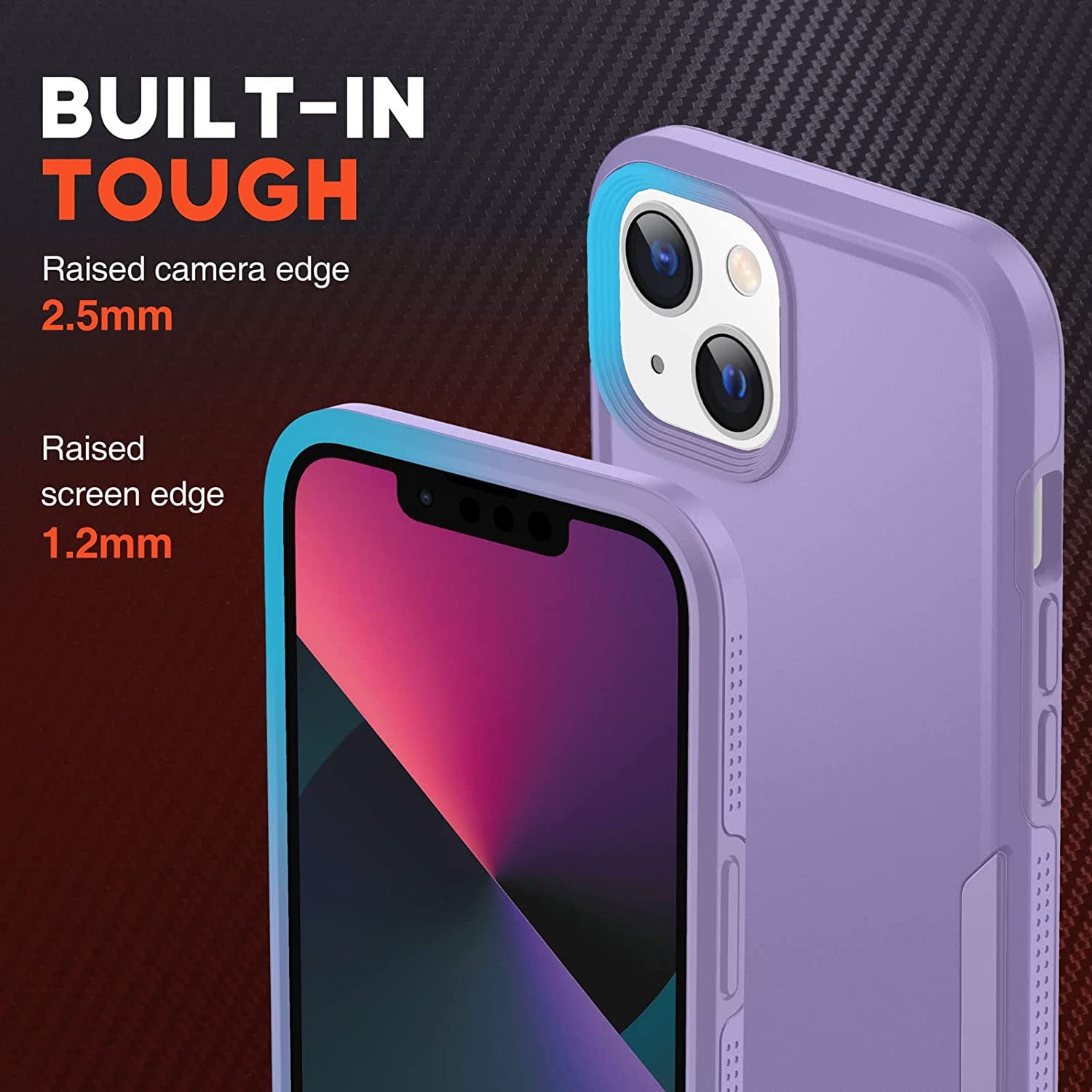 NTG Shockproof Designed for Iphone 13 Case [2 Layer Structure Protection] [Military Grade Anti-Drop] Lightweight Shockproof Protective Phone Case for Iphone 13 6.1 Inch, Purple  NTG   
