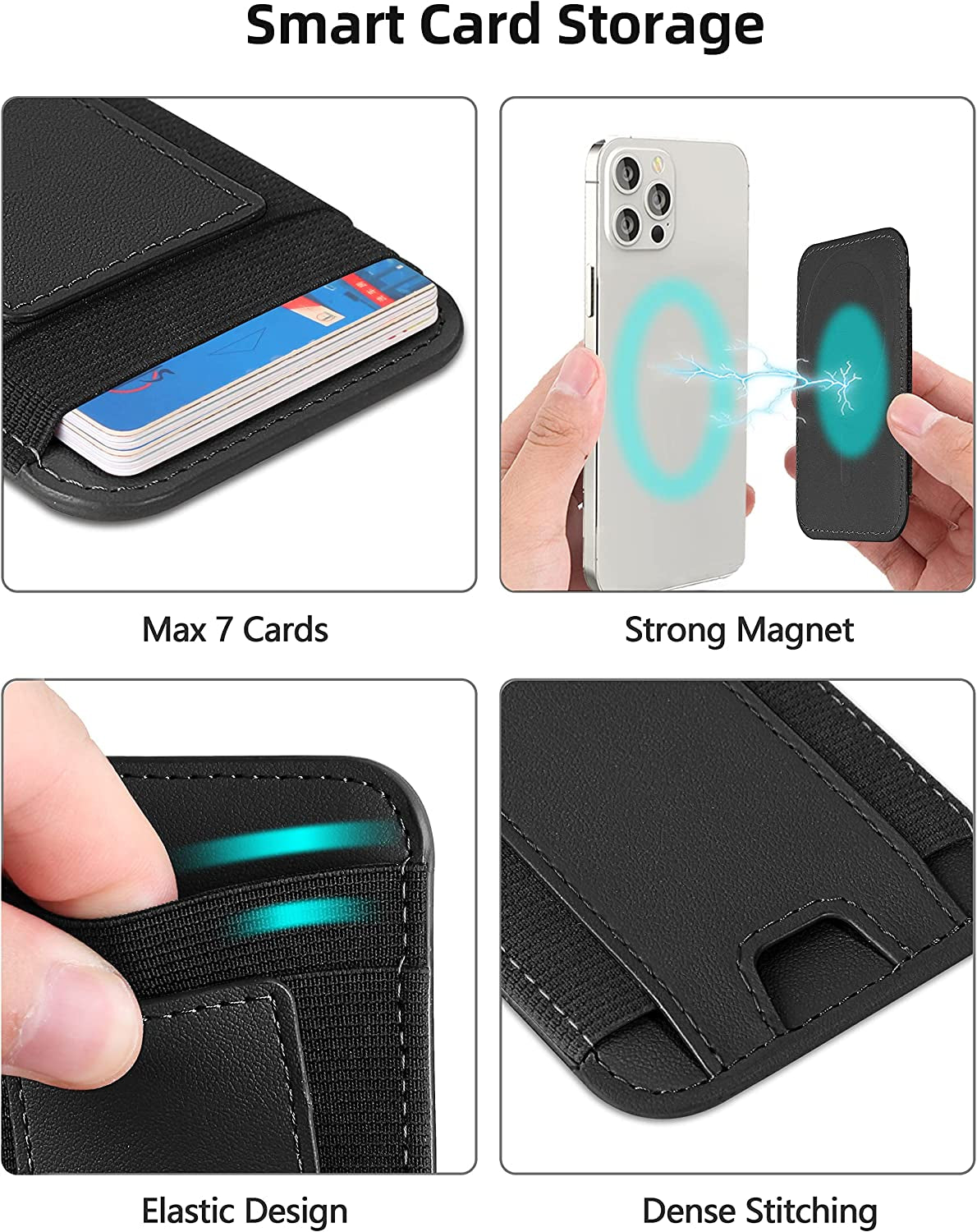 Upgraded Magnetic Wallet, Magsafe Wallet for Apple Iphone 14/13/12 Series, Leather Wallet for Magsafe, Magnetic Phone Wallet for Iphone 14 Pro Max/14 Pro/14/14 Plus/13/12 Series, Hold 7 Cards, Black  ExtreLife   