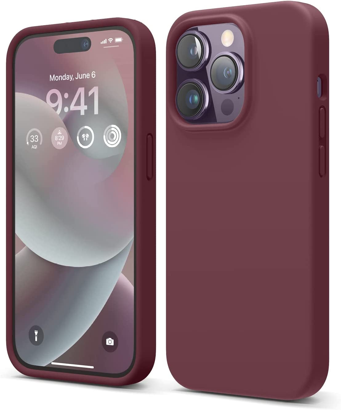 Elago Compatible with Iphone 14 Pro Case, Liquid Silicone Case, Full Body Protective Cover, Shockproof, Slim Phone Case, Anti-Scratch Soft Microfiber Lining, 6.1 Inch (Brown)  elago Burgundy  
