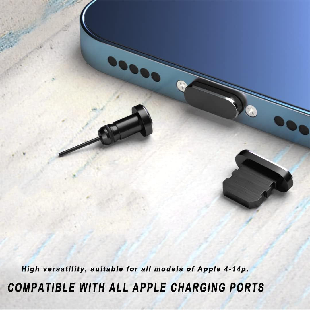 4 Pack anti Dust Plug Set Compatible with Iphone 13 12 Mini Pro Max 11 X XS XR 8 7 plus Ipad, Charging Port Cover Metal Anti-Dust Pluggy and Earphone Jack Devices with Easy Storage Box  CKANDAY   