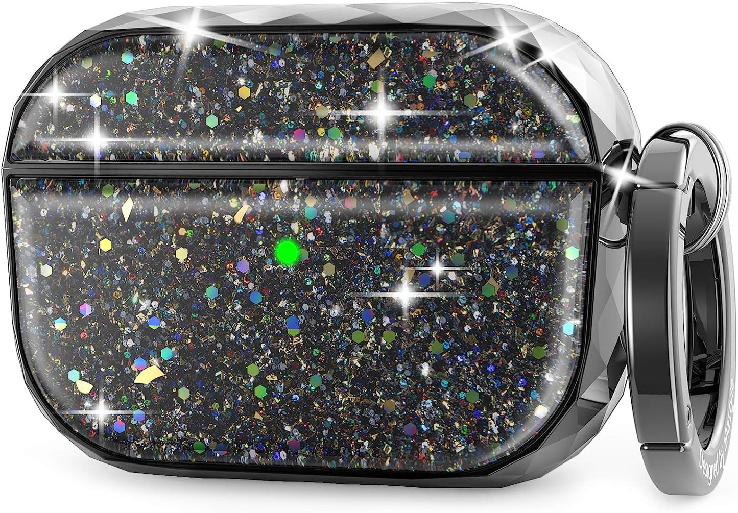 Ahastyle Airpods Pro Case Cover for Women Girls, Luxury Glossy Hard Shell Case Cover Accessories Compatible with Apple Airpods Pro Charging Case (Rose Gold)  AHASTYLE Black AirPods Pro (2019) 