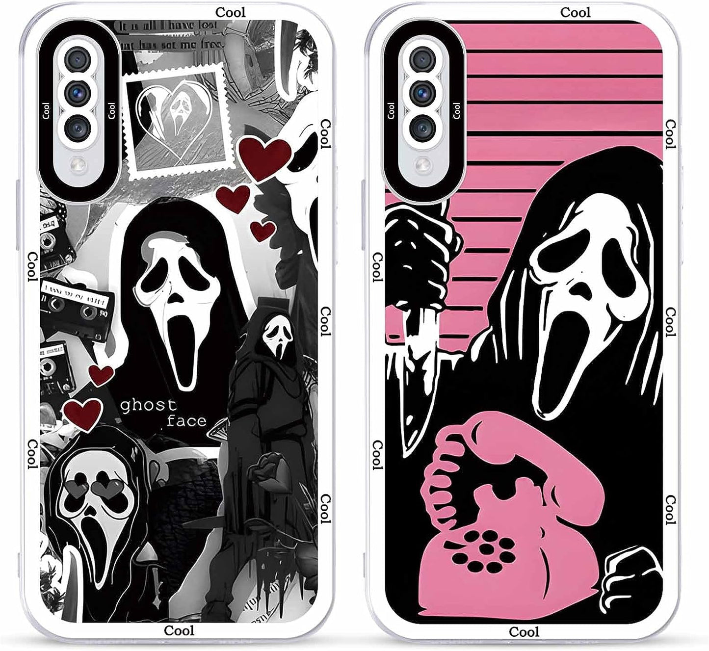 2 × Phone Case for Samsung Galaxy S20/S11E Case Clear 6.2",Scream Horror Movie Printed, Cute Skull Pattern Design Transparent Cases for Women Men Girls, Soft TPU Funda for Samsung S20/S11E,Ghost Face  DZY US Samsung Galaxy A50  