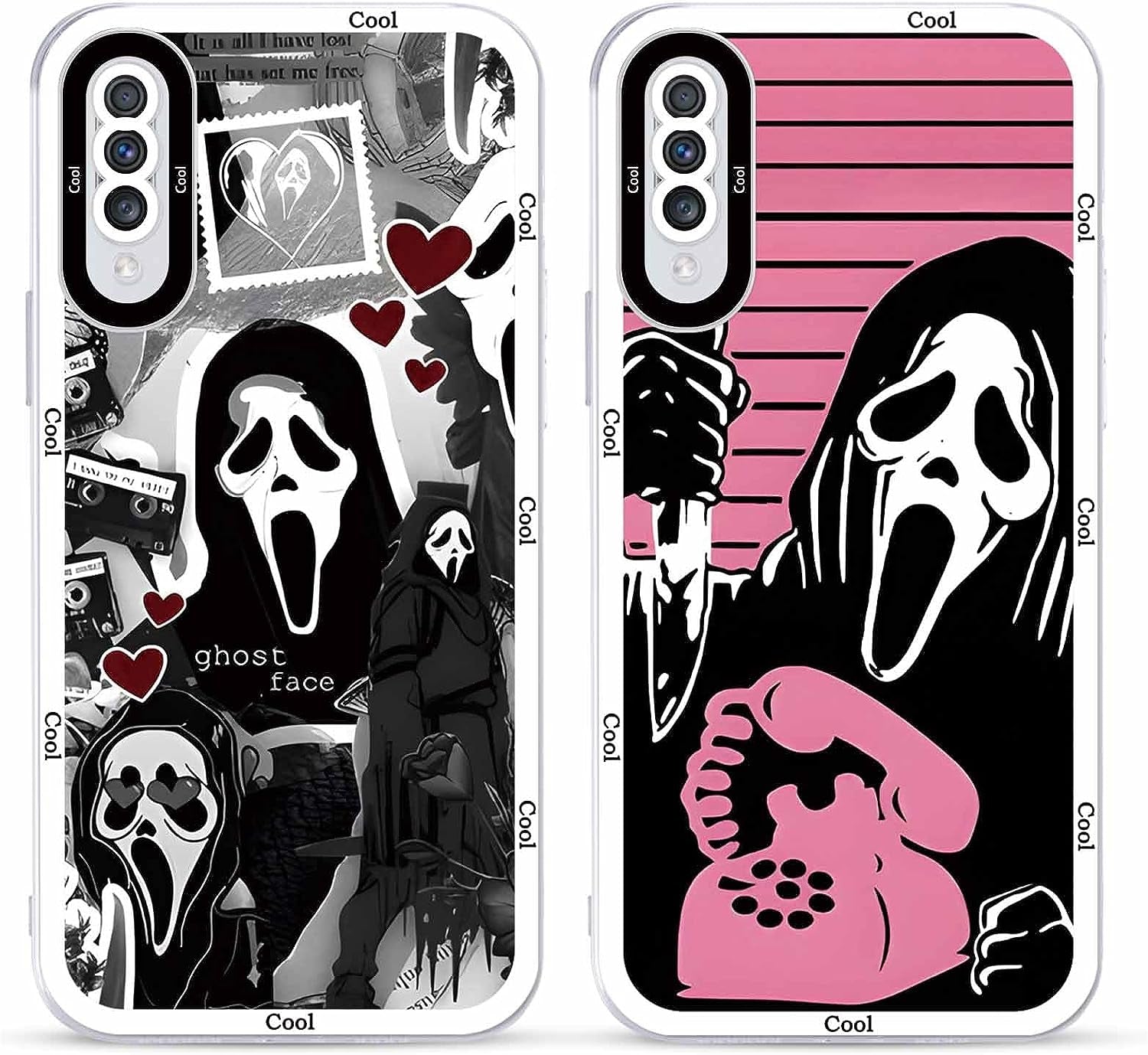 2 × Phone Case for Samsung Galaxy S20/S11E Case Clear 6.2",Scream Horror Movie Printed, Cute Skull Pattern Design Transparent Cases for Women Men Girls, Soft TPU Funda for Samsung S20/S11E,Ghost Face  DZY US Samsung Galaxy A50  