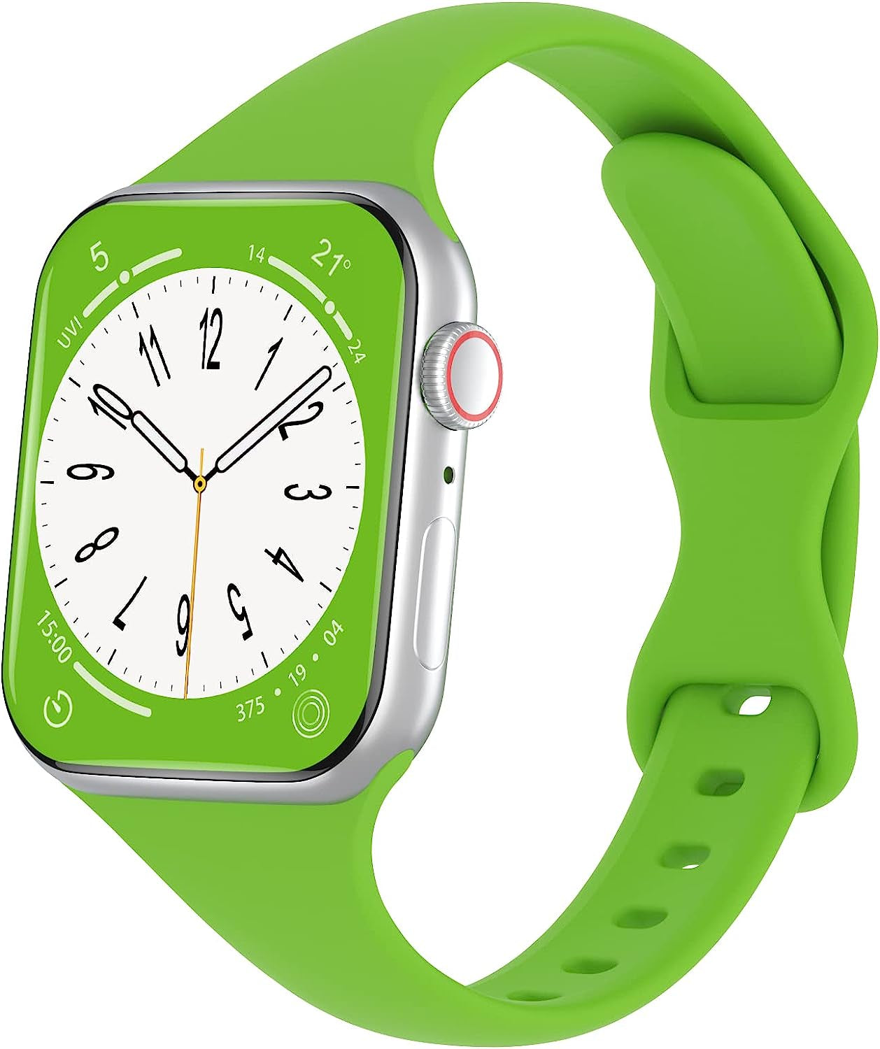 DYKEISS Sport Slim Silicone Band Compatible for Apple Watch Band 38Mm 42Mm 40Mm 44Mm 41Mm 45Mm 49Mm, Thin Soft Narrow Replacement Strap Wristband for Iwatch Ultra Series 8/7/SE/6/5/4/3/2/1 Women Men  DYKEISS Apple Green 42/44/45/49mm 