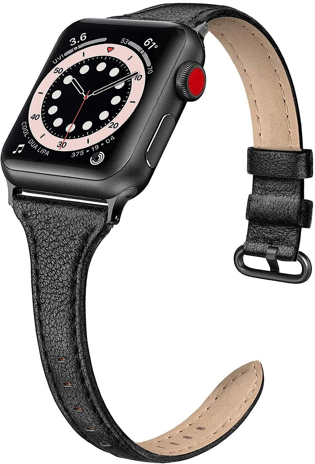 EDIMENS Leather Bands Compatible with Apple Watch 38Mm 40Mm 41Mm Band Women, Slim Thin Genuine Leather Band Compatible for Iwatch Apple Watch Series 7, 6, 5, 4, 3, 2, 1, SE, Sport & Edition Women  EDIMENS Black 38mm / 40mm / 41mm 