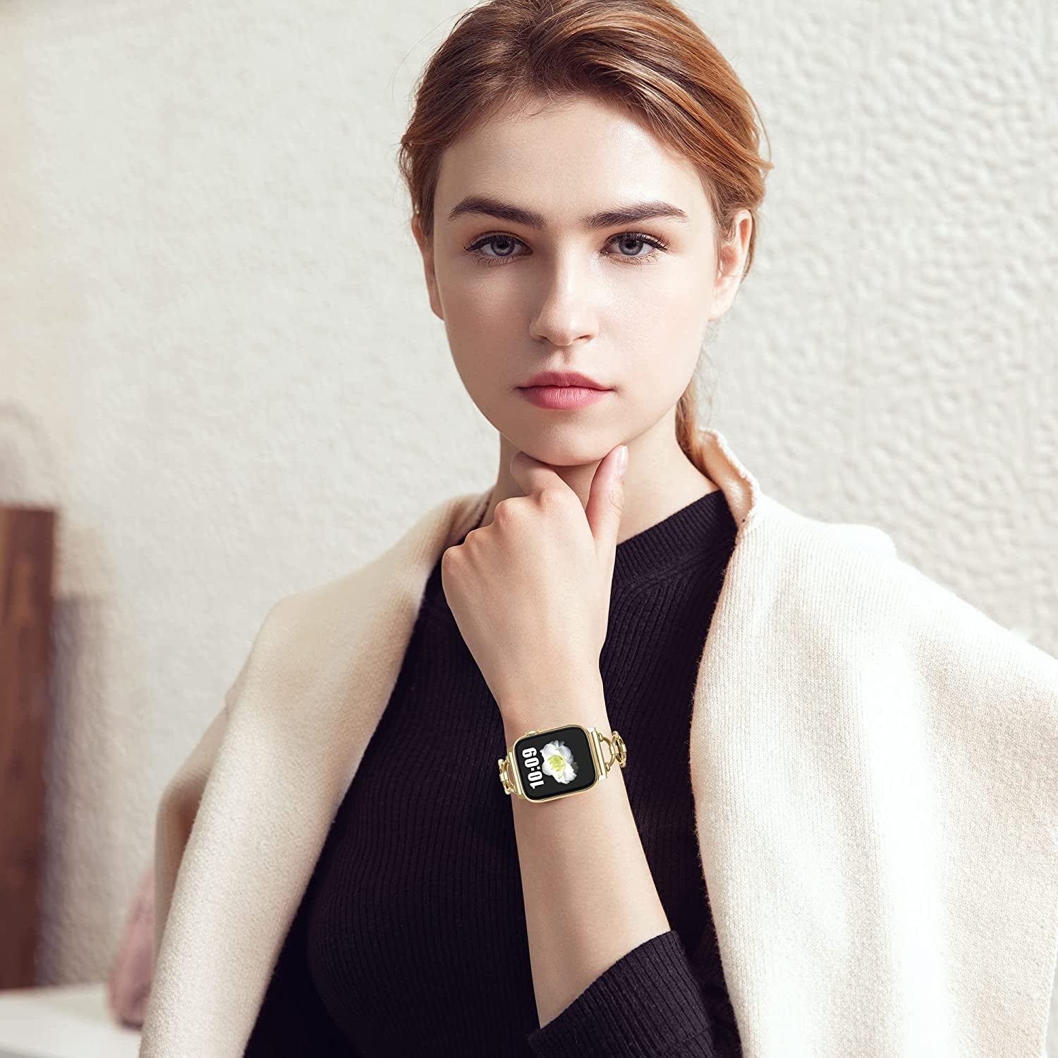 Yncamoo Slim Band Compatible with Apple Watch 38Mm 40Mm 41Mm 42Mm 44Mm 45Mm 49Mm SE Series 8 7 6 5 4 3 2 1, Women Adjustable Replacement Bracelet, Jewelry Metal Strap  Yncamoo   