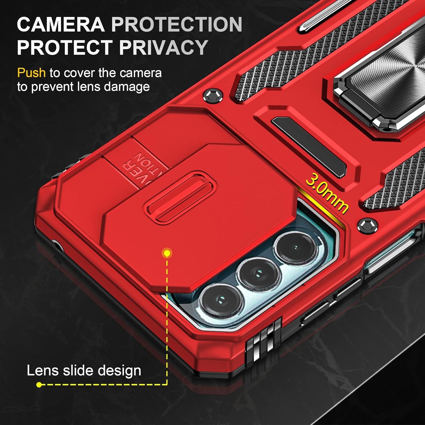 For Motorola Moto G Stylus 5G 2022 Case with Screen Protector Moto G Stylus 2022 5G Case with Belt Clip Military Grade Heavy Duty Moto G Stylus 5G 2022 Xt2215 Case Slide Camera Cover (RED)  YIJUN   