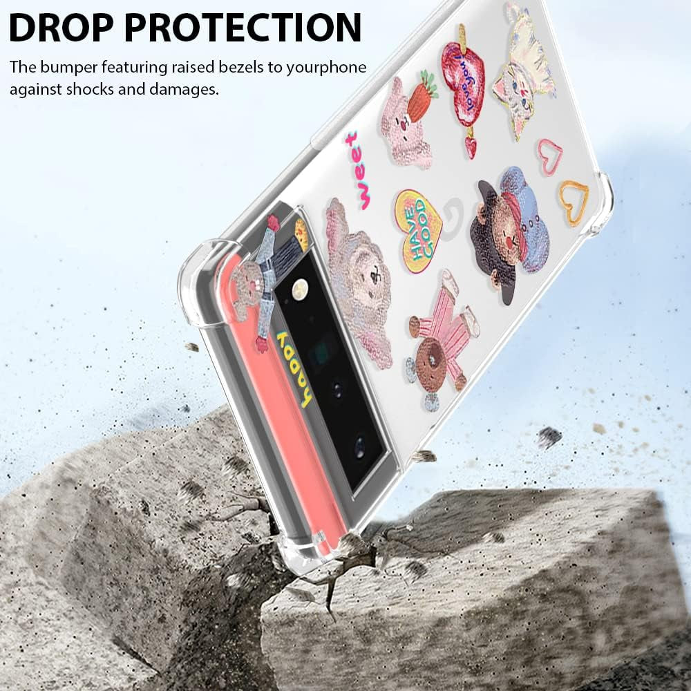YCJACE Google Pixel 6 Pro Case,Google Pixel 6 Pro Case Clear with Bear Design Soft TPU Ultra-Thin Shockproof Anti-Scratch Bumper Protective Cover Case for Google Pixel 6 Pro-Sweets Bear  YCJACE   