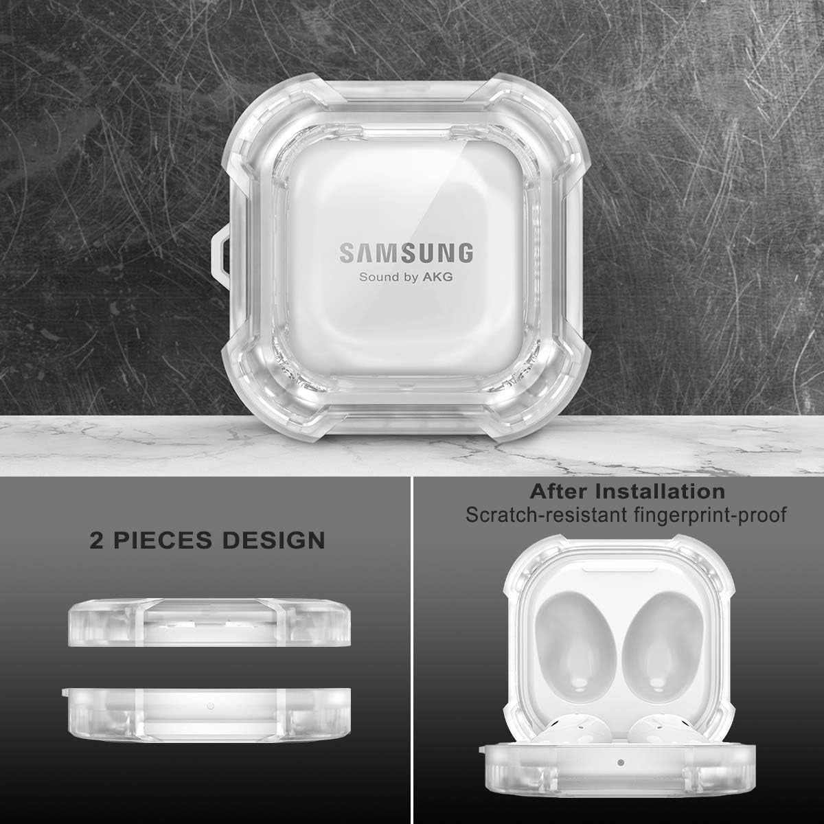 Dexnor Compatible with Samsung Galaxy Buds 2 Pro Case(2022)/Galaxy Buds 2 Case(2021)/ Galaxy Buds Live Case(2020)/ Galaxy Buds Pro Case(2021) Clear Hard PC & Silicone 360 Full Body Case - Crystal  Dexnor   