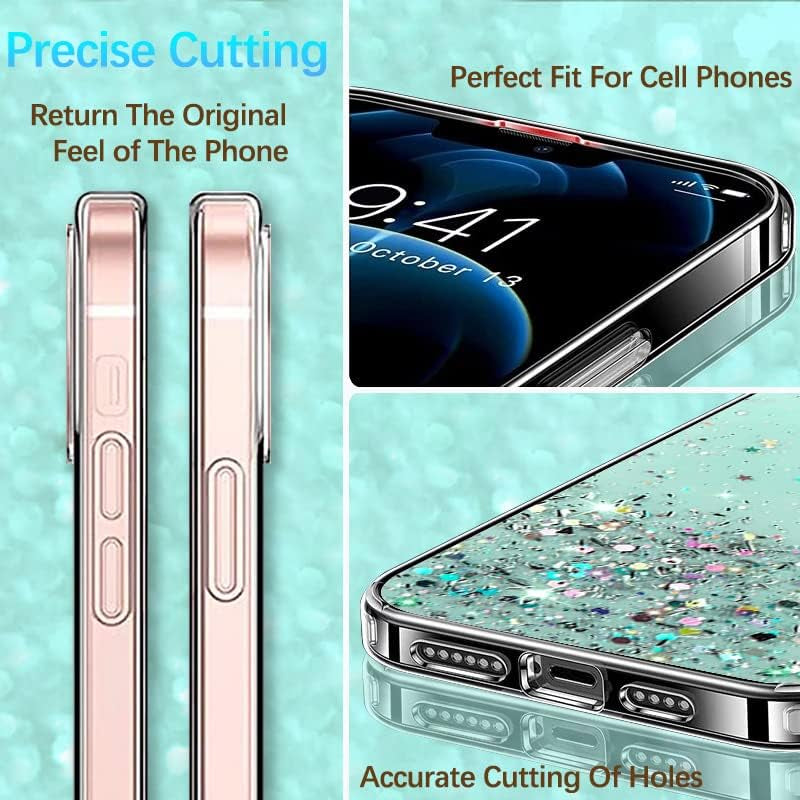 Compatible with Oneplus 11 Case Glitter Clear Green, Oneplus 11 Phone Case Silicone Transparent Soft TPU Women Girls Shockproof Protective Slim Cover (Green)  Wousunly   