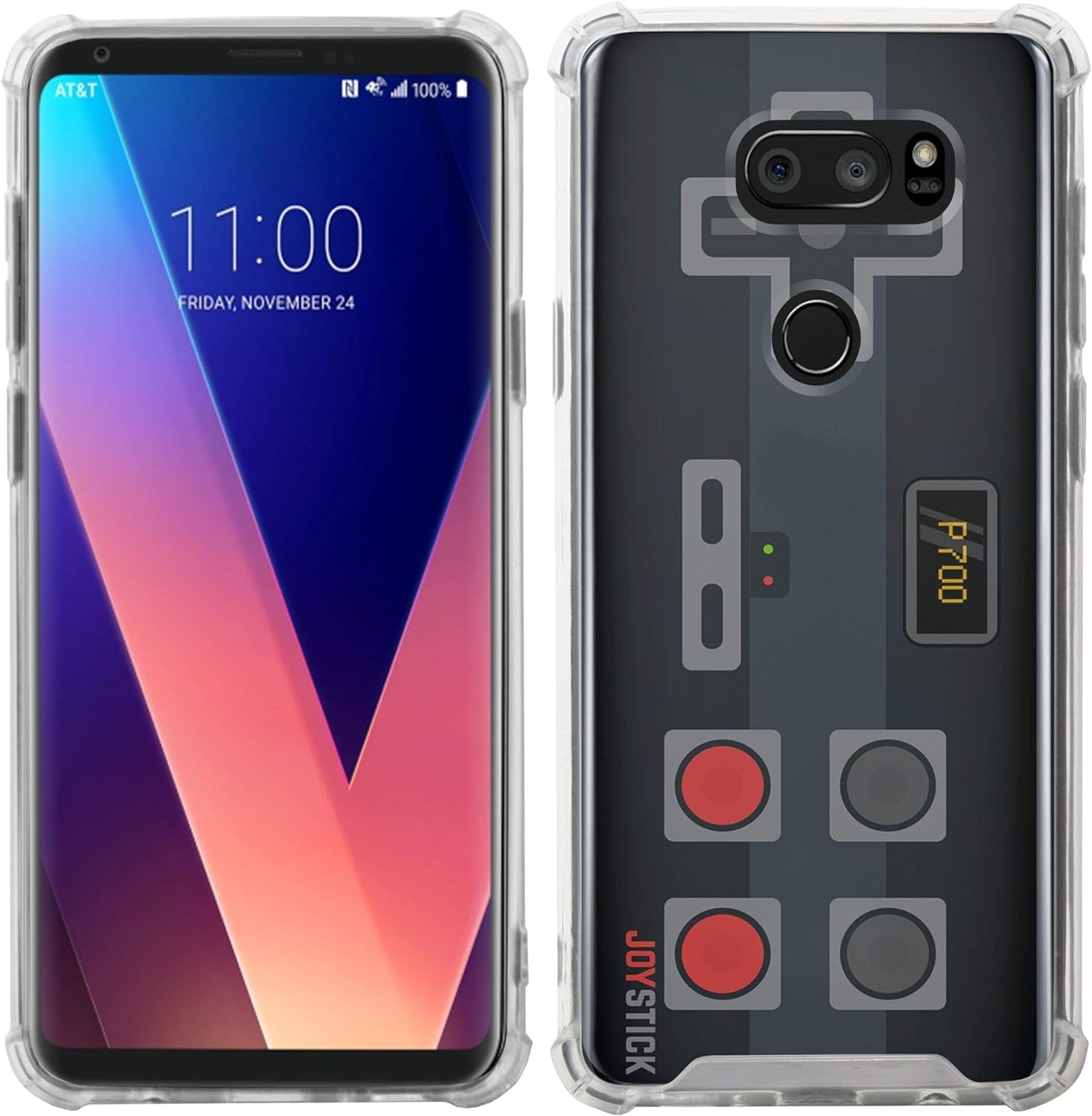 Casesondeck Fitted Case Compatible with [LG V30S Thinq and LG V30] Full Body Clear Bumper Case Slim Fitted Unique Cover (Black Retro Control)  CasesonDeck   