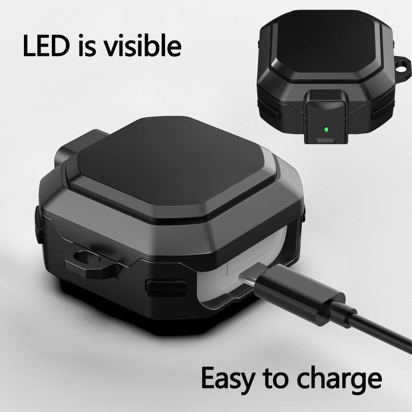 SKTDWEI Compatible with Samsung Galaxy Buds Pro Case/Galaxy Buds Live/Galaxy Buds 2/Galaxy Buds 2 Pro Protective Case with Lock Hard Shell Rugged Shockproof Cover with Keychain and Lanyard (Black)  Shoukemei   