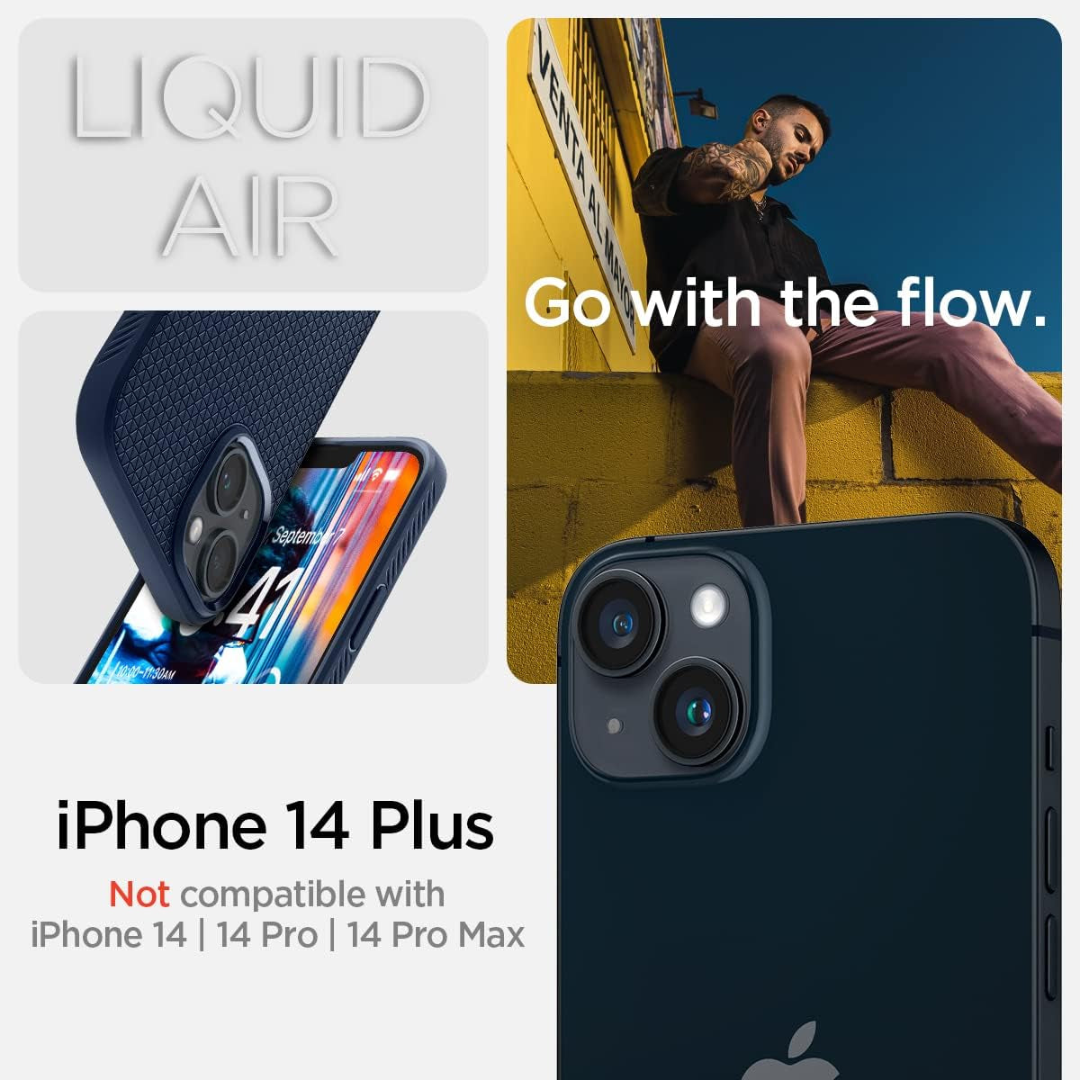 Spigen Liquid Air Armor Designed for Iphone 14 plus Case (2022) - Navy Blue  Spigen   