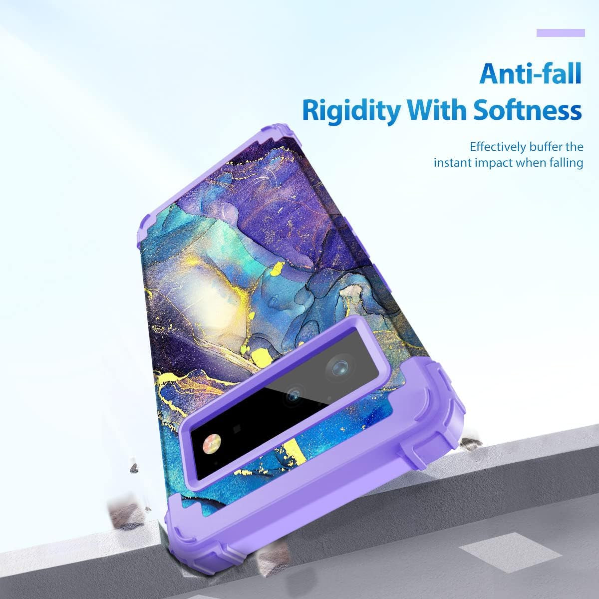 Rancase Compatible with Google Pixel 6 Case,Three Layer Heavy Duty Shockproof Protection Hard Plastic Bumper +Soft Silicone Rubber Protective Case for Google Pixel 6,Purple  Rancase   