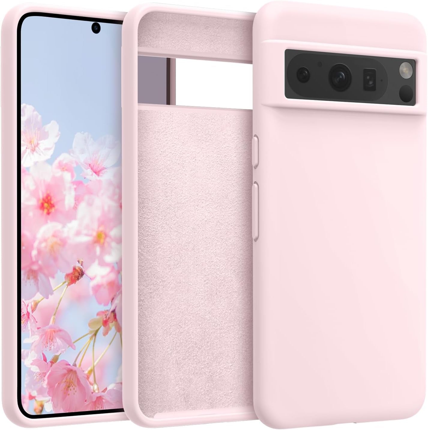 OTOFLY Designed for Pixel 8 Pro Case, Silicone Shockproof Slim Thin Phone Case for Google Pixel 8 Pro 6.7 Inch (Apricot)  OTOFLY Direct Pink  