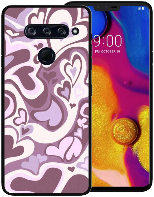 Zaztify Phone Case for LG V40 Thinq, Lovely Irregular Dark Pink Love Heart Lovecore Aesthetic Cute Pattern Shockproof Protective Anti-Slip Thin Slim Soft Phone Cover Shell  zaztify   