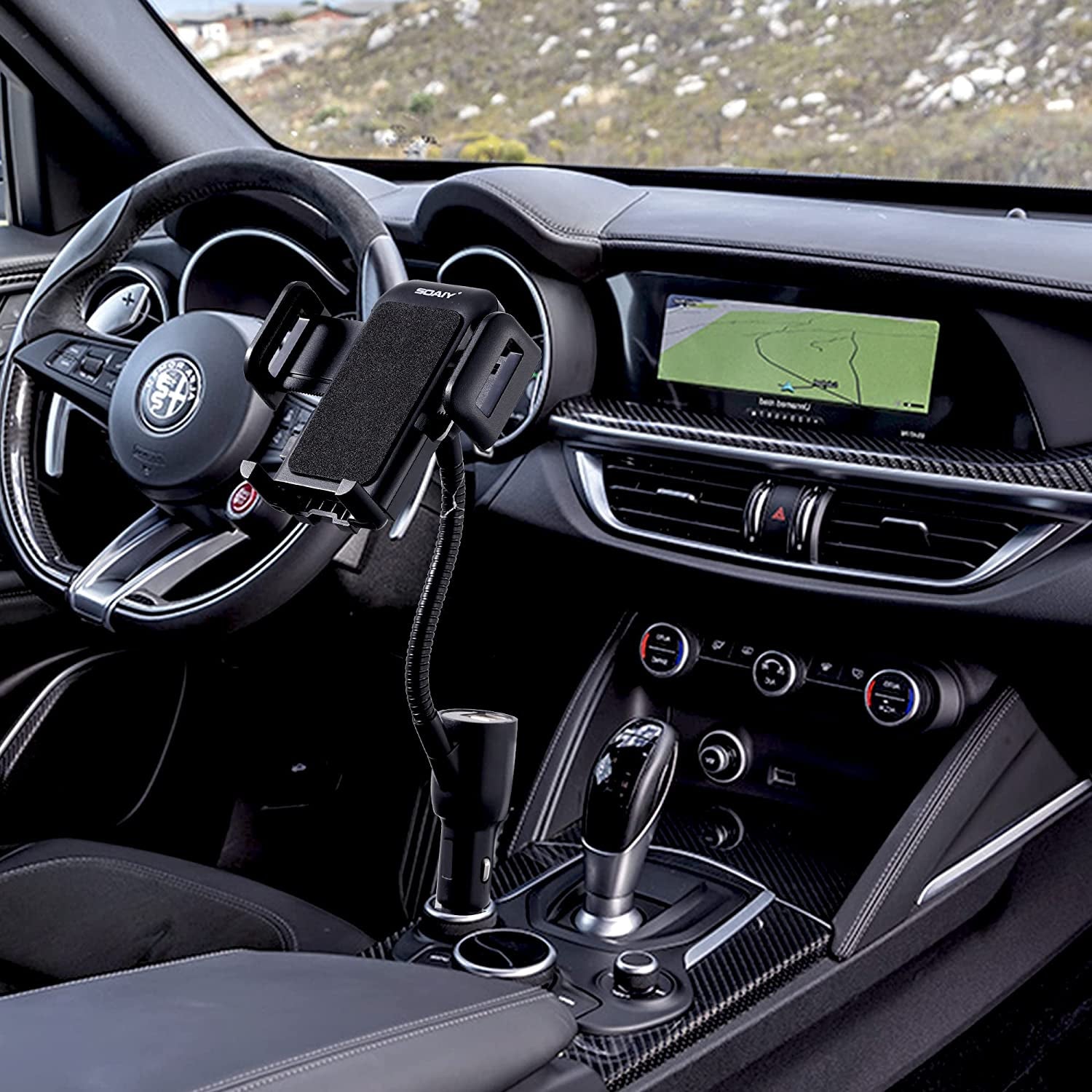 3-In-1 Multifunctional Car Mount + Car Charger + Voltage Detector, SOAIY Car Mount Charger Holder Cradle W/Dual USB 3.1A Charger, Display Voltage Current for Iphone7 6S 6 5S Samsung S7 S6 S5  SOAIY   