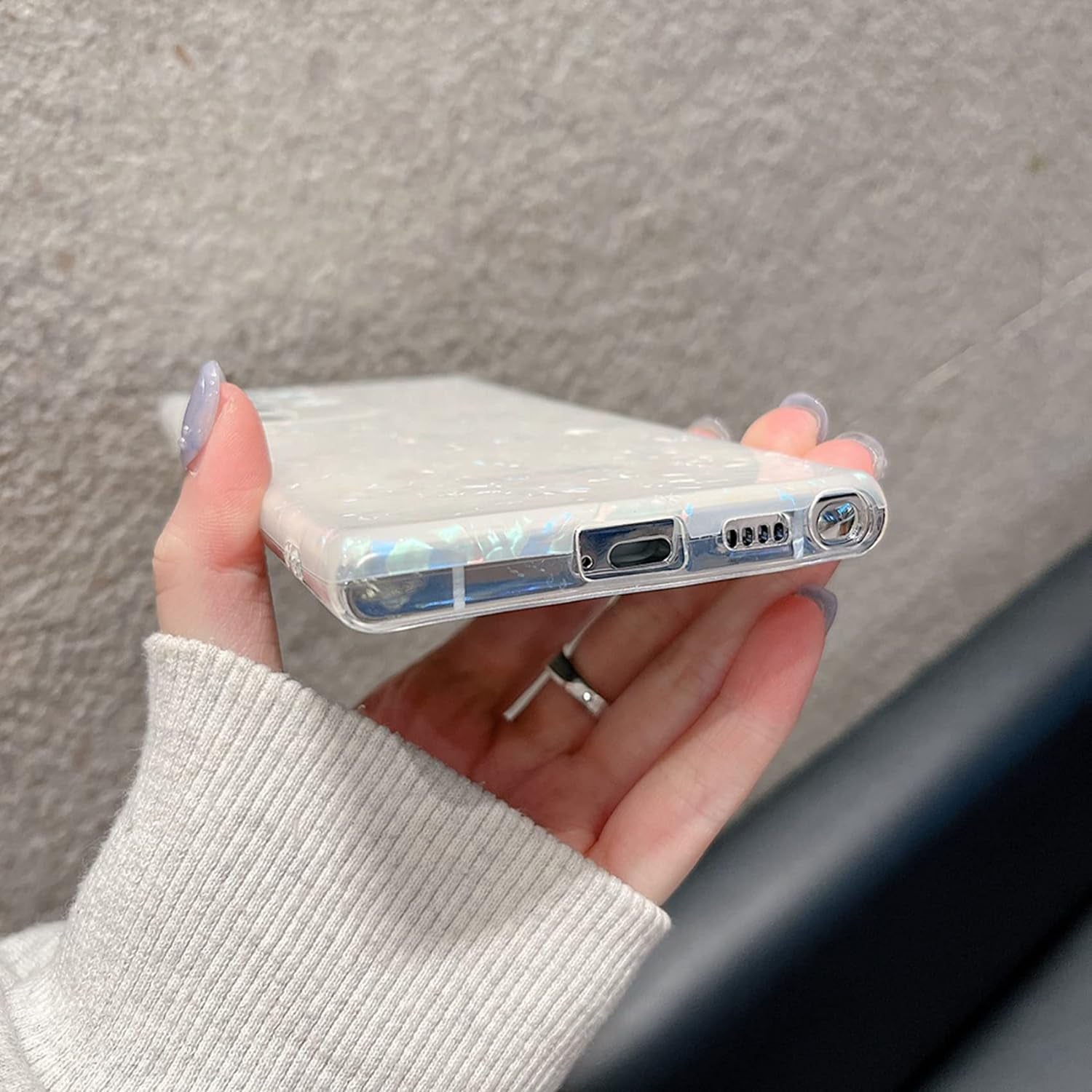 J.West Galaxy S22 Ultra Case 5G, Luxury Sparkle Glitter Translucent Clear Colorful Opal Pearly Thinfoil Design Shiny Print Soft Silicone Cover for Women Girls Slim TPU Protective Phone Case  J.west   