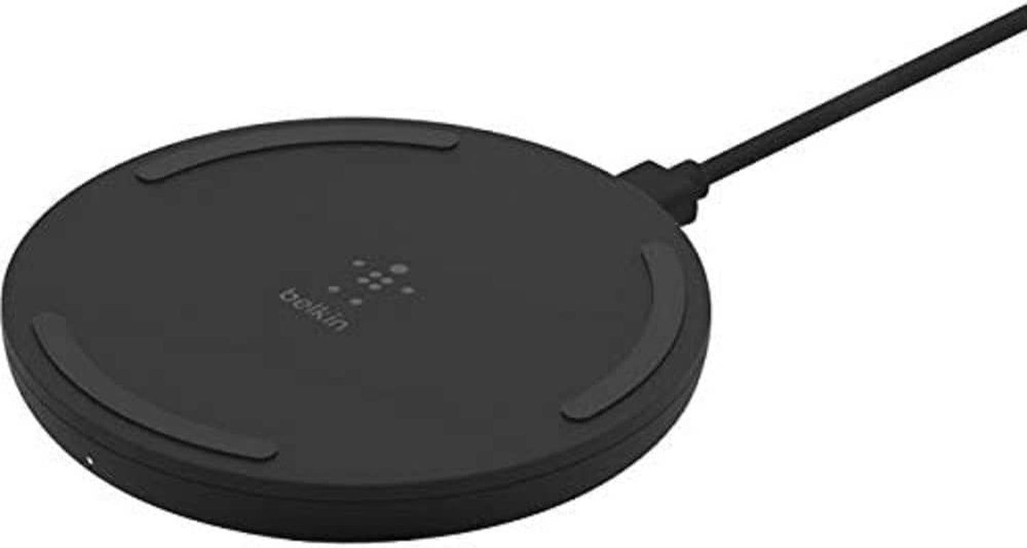 Belkin Quick Charge Wireless Charging Pad - 15W Qi-Certified Charger Pad for Iphone, Samsung Galaxy, Apple Airpods Pro & More - Charge While Listening to Music, Streaming Videos, & Video Calls - Black  Belkin black 10W Pad Charger