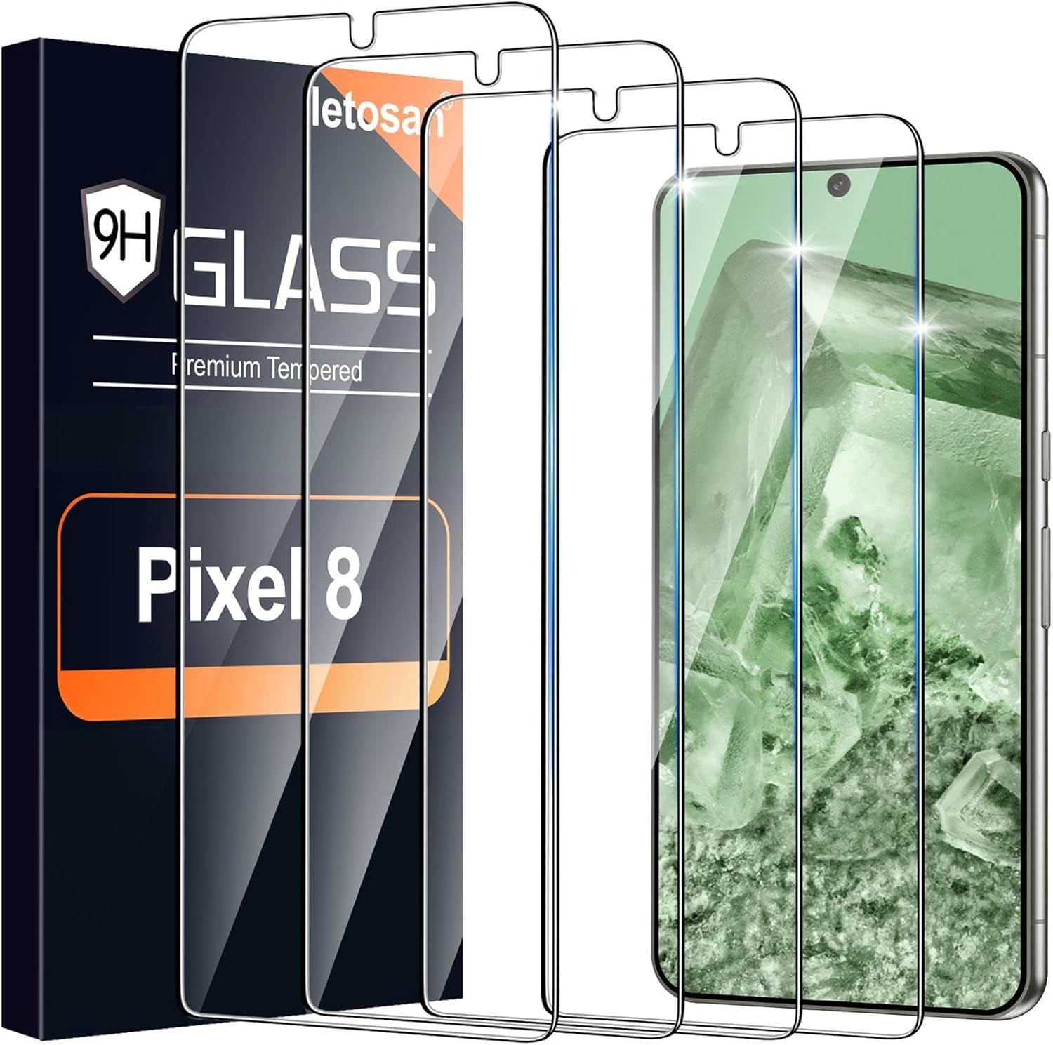 Letosan 3 Pack Galaxy S22 Ultra Screen Protector, HD Clear Tempered Glass, Fingerprint Unlock, 3D Curved, Scratch Resistant, Bubble-Free for Samsung Galaxy S22 Ultra 5G Glass Screen Protector  letosan Pixel8-6.17Inch-New  