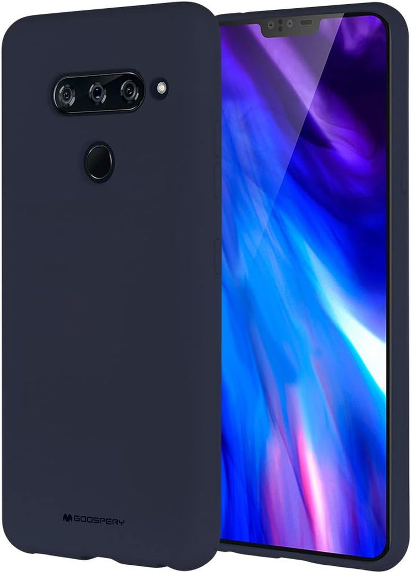 GOOSPERY Soft Feeling Jelly for LG V40 Thinq Case (2018) Silky Slim Bumper Cover (Flamingo) LGV40-SFJEL-PNK  GOOSPERY Midnight Blue  