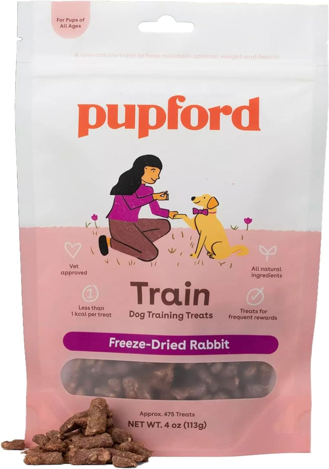 Pupford Freeze Dried 475+ Puppy Treats, Low Calorie, Vet Approved, All Natural, Healthy Training Treats for Small to Large Dogs (Beef Liver)  Pupford Rabbit 4 Ounce (Pack Of 1) 