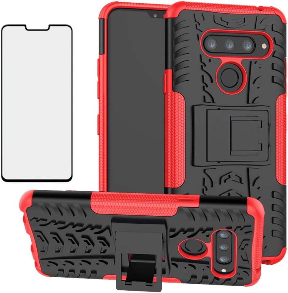 Asuwish Phone Case for LG V40 Thinq with Tempered Glass Screen Protector and Slim Stand Hybrid Heavy Duty Rugged Protective Cell Cover LGV40 Storm V 40 Thin Q V40Thinq LG40 40V 40Thinq Women Black  Asuwish Red For V40 Thinq / V40 / V40 Storm 