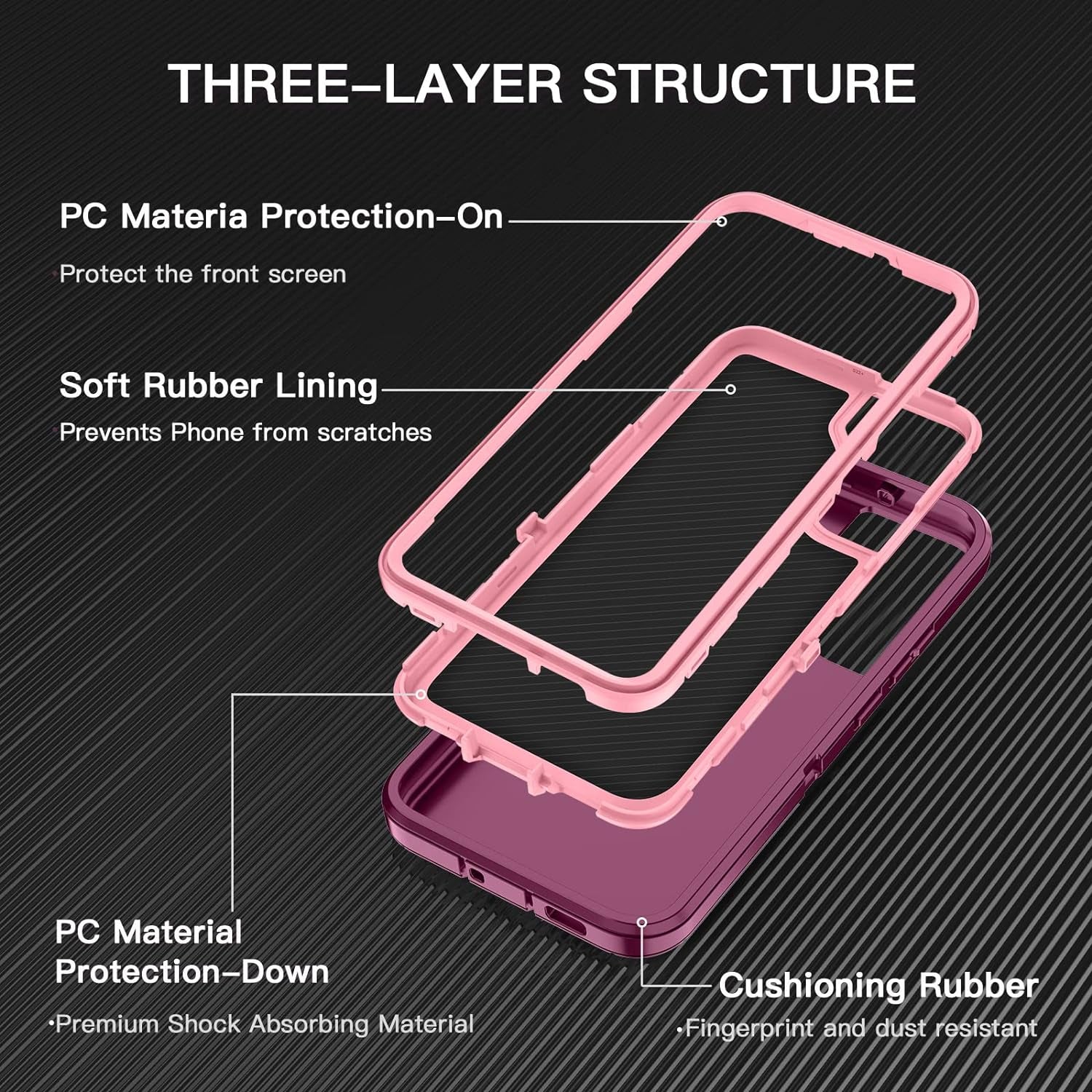 I-HONVA for Samsung Galaxy S22 plus Case, S22 plus Case Shockproof Dust/Drop Proof 3-Layer Full Body Protection [Without Screen Protector] Rugged Heavy Duty Durable Cover Case,Purple/Pink  I-HONVA   